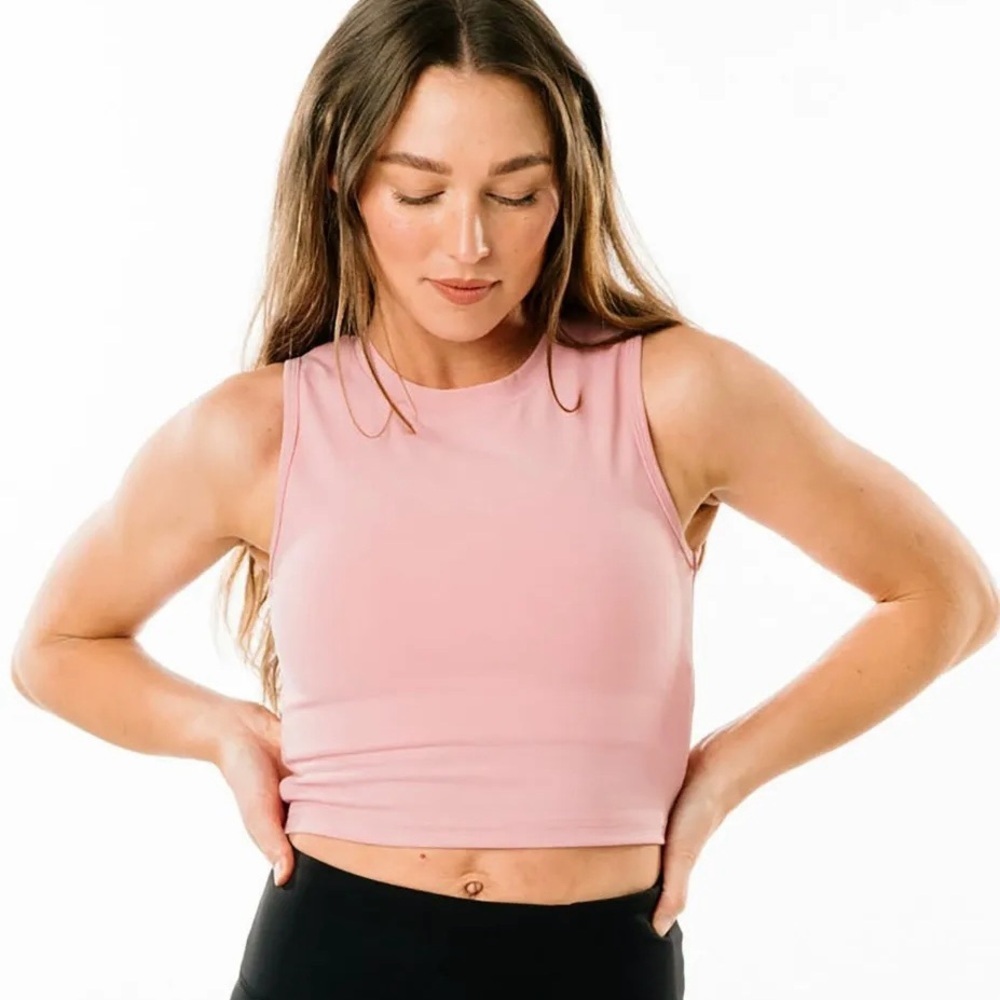 ZYIA Muted Pink Hi-Neck Stronger Tank